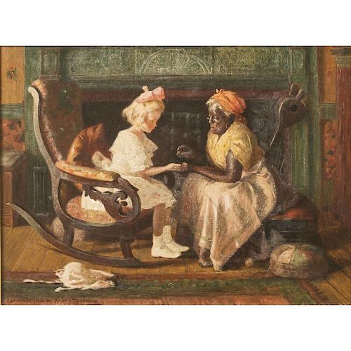 Harry Roseland (1866-1950) Painting, "Old Nurses Fortune Telling"