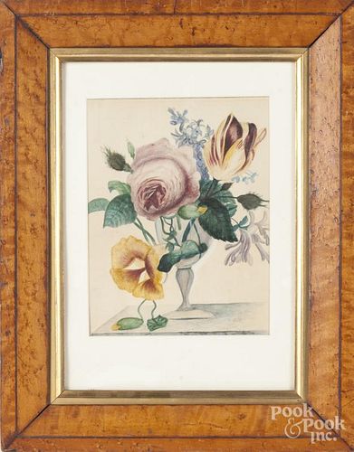 American watercolor floral drawing, 19th c., 10'' x 8''.
