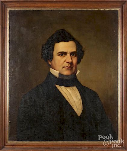 Oil on canvas portrait of William Jennings Bryan, 30'' x 25''.