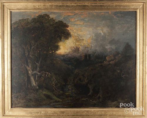 Edmund Niemann (British 1813-1876), oil on canvas landscape, signed lower right, 34'' x 44''.