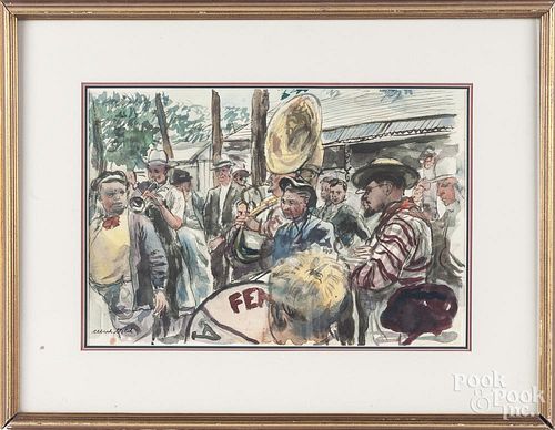 Albert Gold (American 1916-2006), three watercolor works, all signed, 10 1/2'' x 15 1/2''.