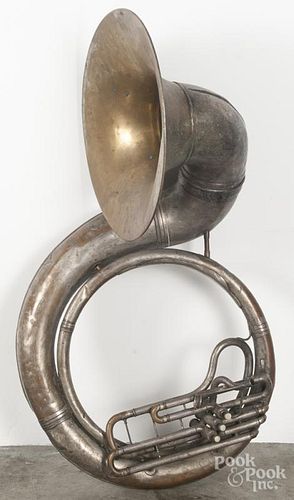 Antique silver plated tuba.