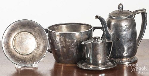 Four pieces of silver plate from the Ward Lines, American Export Lines, and Haus Elephant.