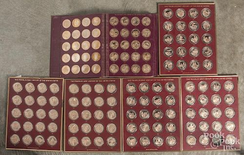 Set of Franklin Mint History of the United States bronze medallions, 1776-1975.