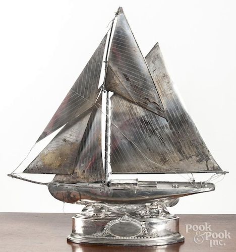 Silver plated yachting trophy, 26 1/2'' h.