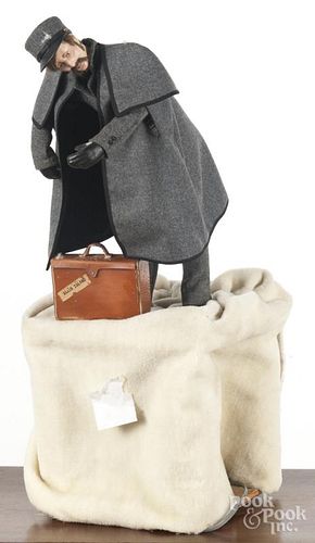 Store display electric automaton of a man with suitcase, 30'' h.