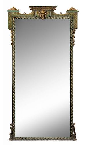 A Louis XVI Style Painted Mirror Height 55 x width 29 inches.