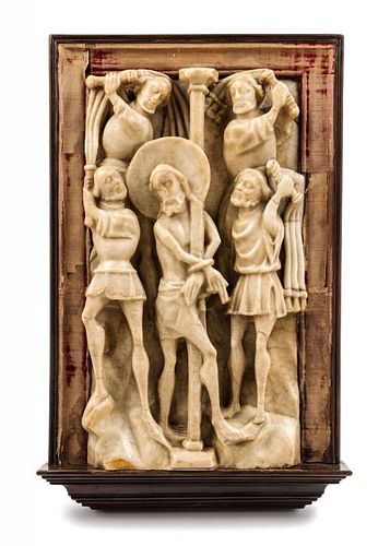 A Continental Alabaster Plaque 18 x 9 1/2 inches.
