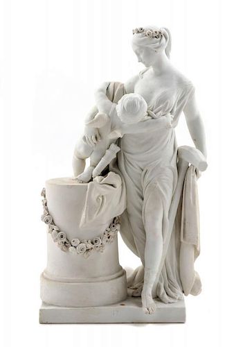 A French Bisque Porcelain Figural Group Height 12 3/4 inches.