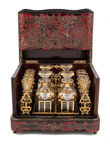 A Napoleon III Boulle Marquetry Cave a Liqueur Width 13 inches.