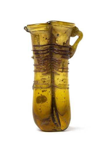A Roman Amber Glass Double Tube Height 4 1/4 inches.