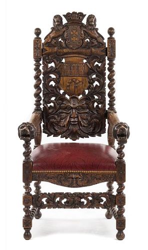 A Baroque Style Armchair Height 54 inches.