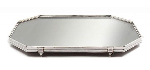 An English Silver-Plate Table Plateau Height 2 1/8 x width 26 1/2 x depth 18 5/8 inches.