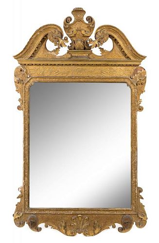 A George II Giltwood Mirror Height 56 x width 32 1/2 inches.
