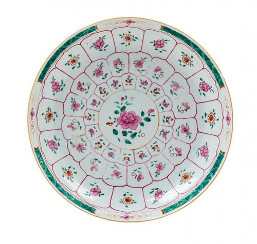 A Chinese Export Famille Rose Porcelain Dish Diameter 11 inches.