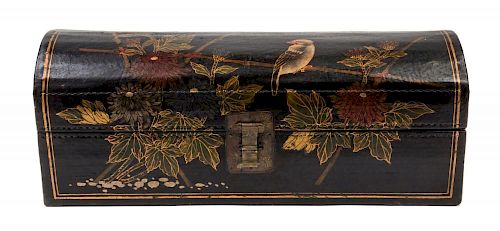 A Chinese Export Lacquer Box Length 22 1/2 inches.
