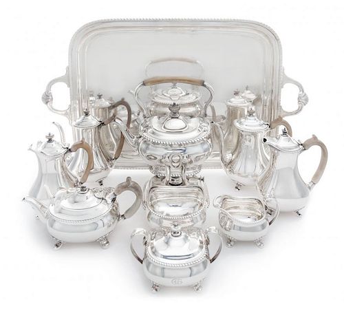 An American Silver Special Hand Work Ten-Piece Tea and Coffee Service, Tiffany & Co., New York, NY, 1911, comprising a water