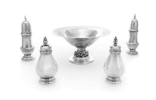 An American Silver Compote, Mueck-Carey & Co., New York, NY, having a flared rim, the base with openwork floral and vine deco