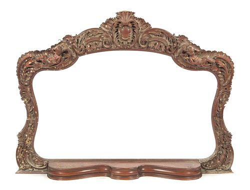 A Victorian Carved Overmantel Mirror Frame Width 49 1/4 inches.