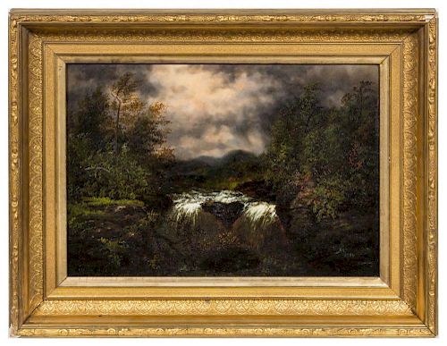 Jervis McEntee, (American, 1828-1891), Landscape with Waterfall, 1884