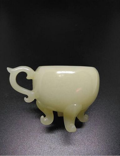 Chinese Jade Footed Cup, 6.5 cm x 4.1 cm x 4.8 cm