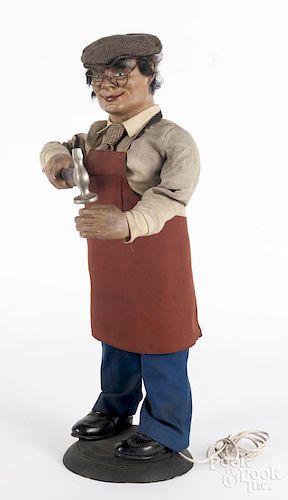 Mechanical figure of a cobbler, 31" h.