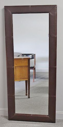 Contemporary Leather Frame Standing Mirror.