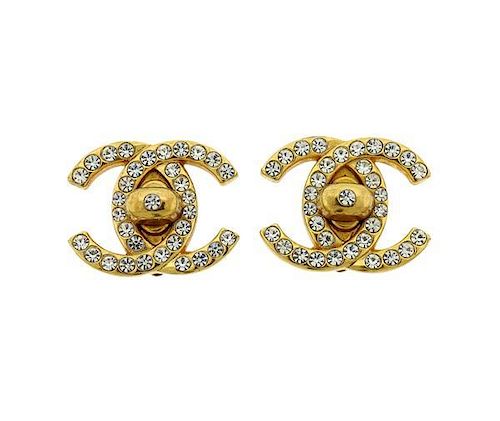 Chanel Costume Clear Stone Earrings