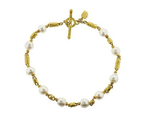 Denise Roberge 22k Gold Pearl Toggle Necklace