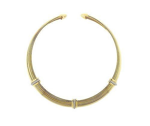 18k Gold Diamond Cuff Necklace