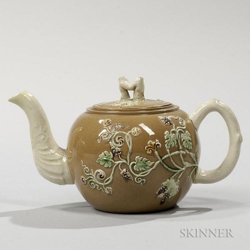 Staffordshire Ochre Ground Teapot and Cover