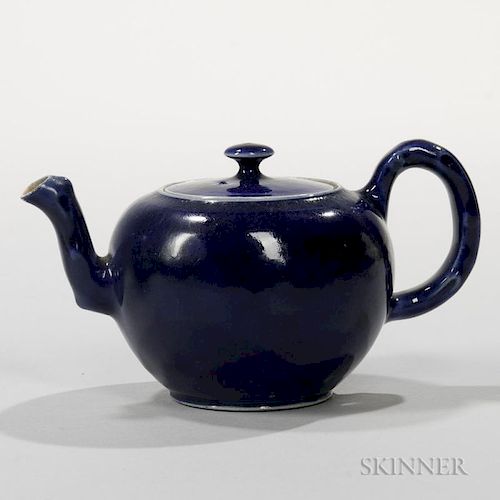Staffordshire Littler's Blue Decorated Salt-glazed Stoneware Teapot and Cover