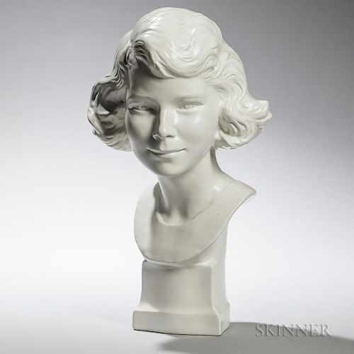Wedgwood Moonstone-glazed Bust of Young Queen Elizabeth II