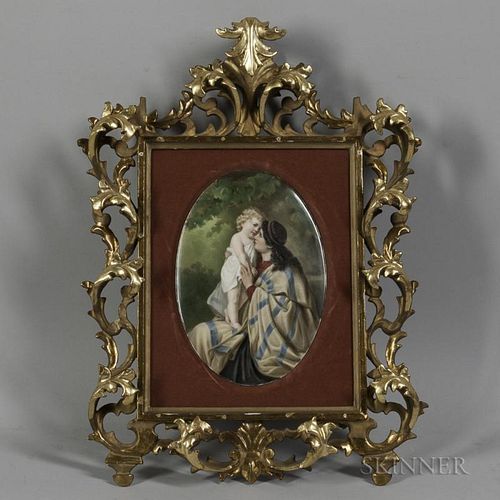 Continental Porcelain Plaque Depicting a Mother and Child
