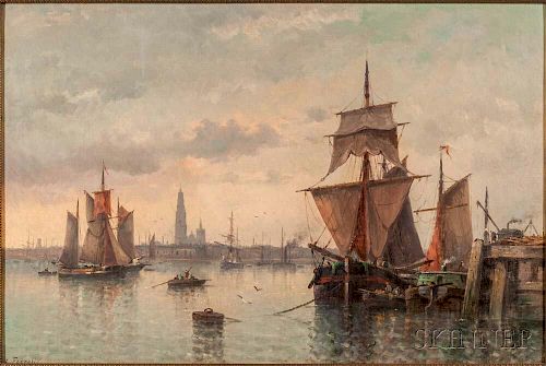 L. Prerette (French, 19th Century)      Copenhagen Harbor