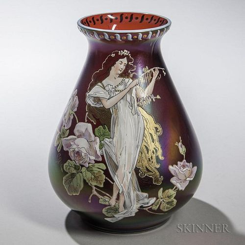 Bohemian Art Nouveau Glass Vase