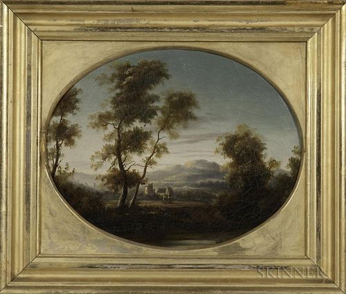 Continental School, 19th Century      Landscape with Distant Houses and Figures