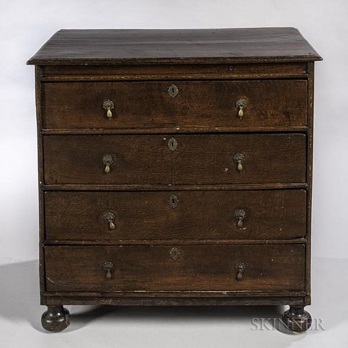 Continental Baroque-style Oak Four Drawer Chest