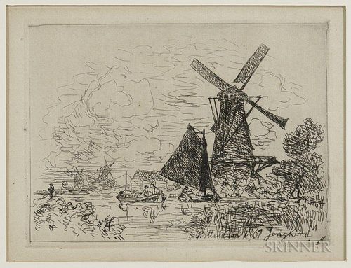 Johan Barthold Jongkind (Dutch, 1819-1891)      Moulins en Hollande