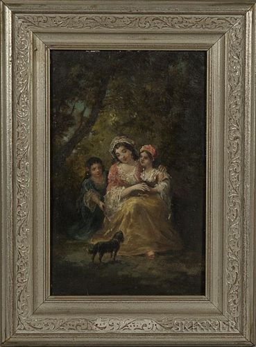 Continental School, 19th Century      Gypsy Mother and Daughters with a Dog