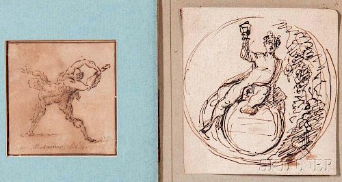 Italian School, 17th/18th Century      Two Ink Drawings:  Bacchus