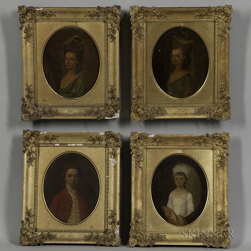 British School, 18th Century Style      Four Small Bust-length Portraits in the Manner of Sir Joshua Reynolds