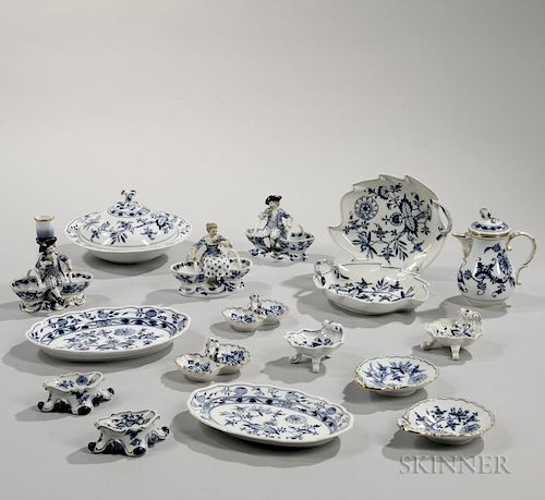 Twenty-five Meissen "Blue Onion" Pattern Porcelain Items