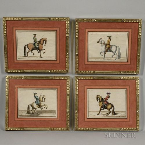 Friedrich Wilhelm, Baron Rais d'Eisenberg (c. 1700-c. 1770), Four Framed Engravings from L'art de monter a cheval: ou Descrip
