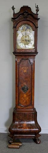 Antique Dutch Marquetry Inlaid Tallcase Clock.