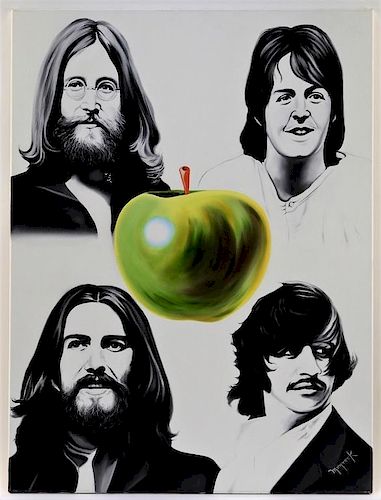 Hector Monroy Beatles Apple Records O/C Painting
