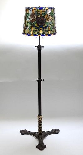 American Leaded Glass Victorian Style Floor Lamp