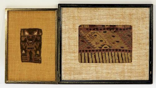 2 Pre-Columbian Geometric & Figural Woven Textile