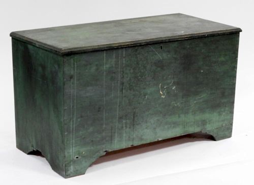 LARGE New England Green Painted Pine Blanket Chest