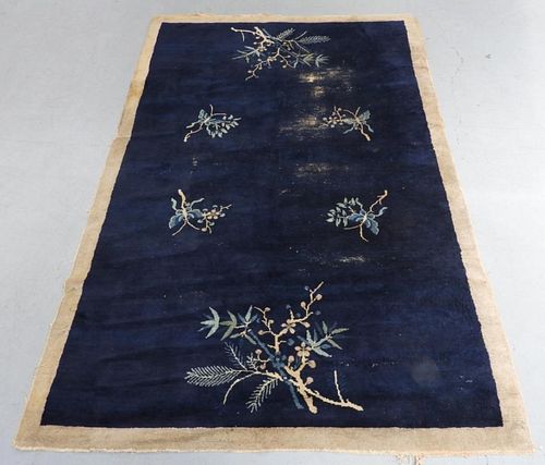 Chinese Republic Period Art Deco Blue & Tan Carpet